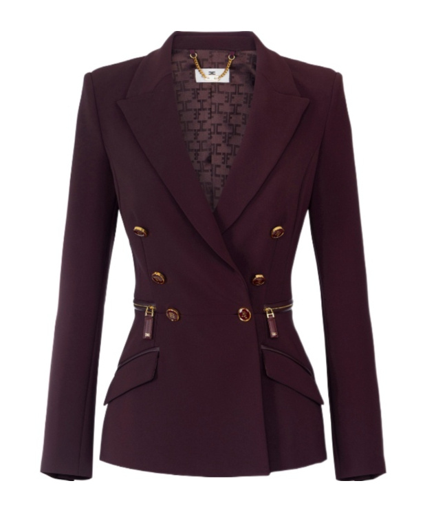 Elisabetta Franchi Zipper Jacket In Burgundy