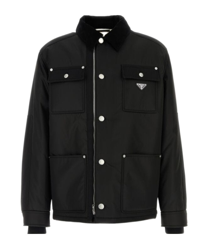 Prada Long-sleeved Casual Jacket In Black