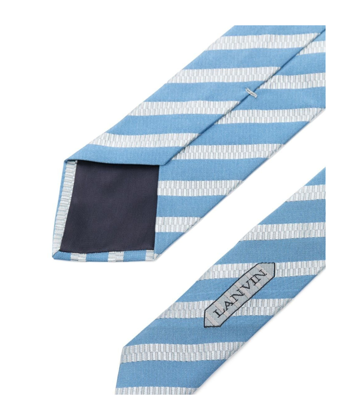 Shop Lanvin Striped-jacquard Silk Tie In Blue