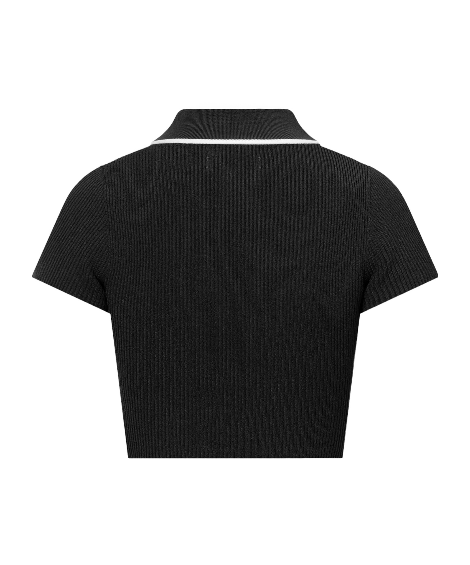 Amiri Logo Embroidered Cropped Polo In Black