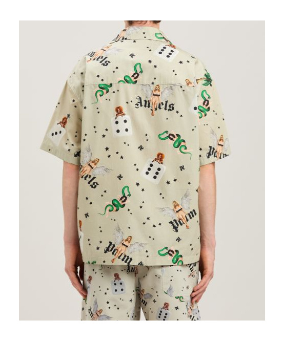Palm Angels Pin Up Bowling Shirt In Nude