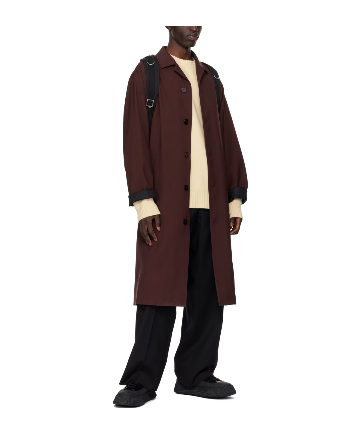Jil Sander Burgundy Single-breasted Coat In Red