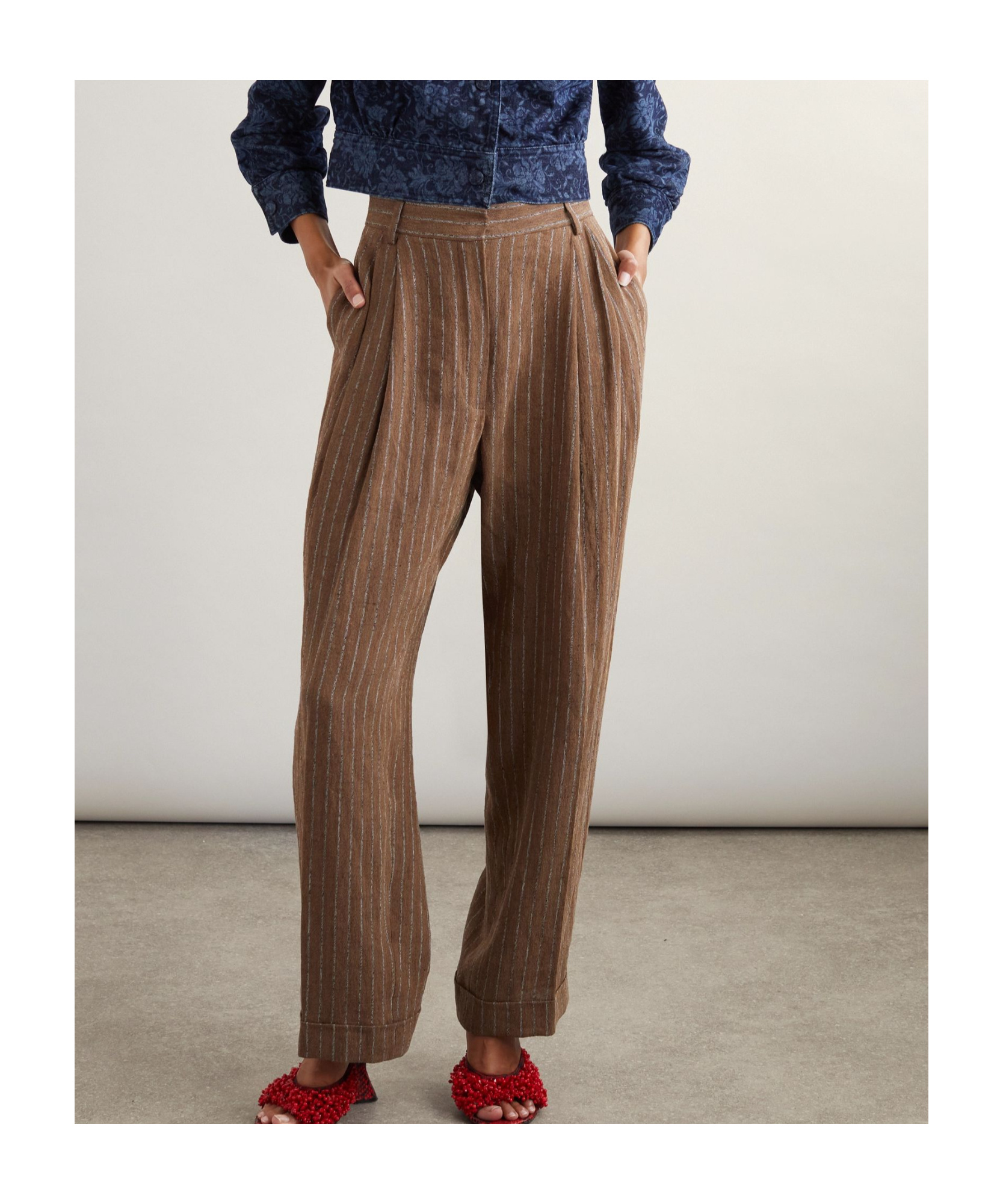 Shop Dries Van Noten Wide Leg Casual Pants In Brown