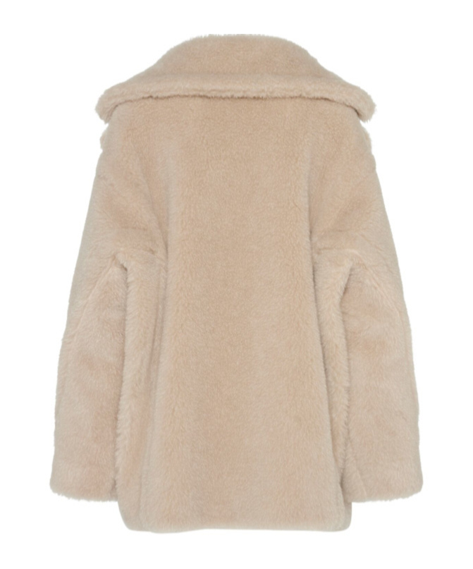 Max Mara Plush Coat In Nude