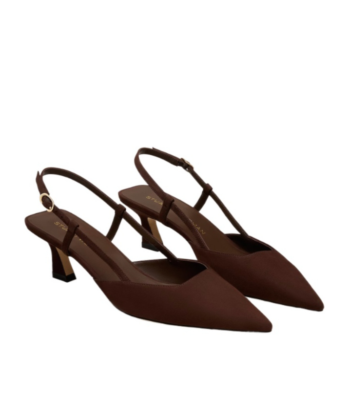 Stuart Weitzman Vinnie 50 Suede Slingback Pumps In Brown