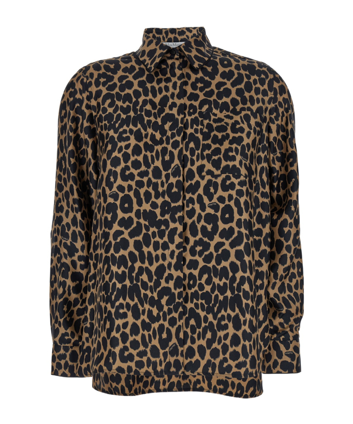Max Mara Etna Leopard-print Silk Shirt In Black