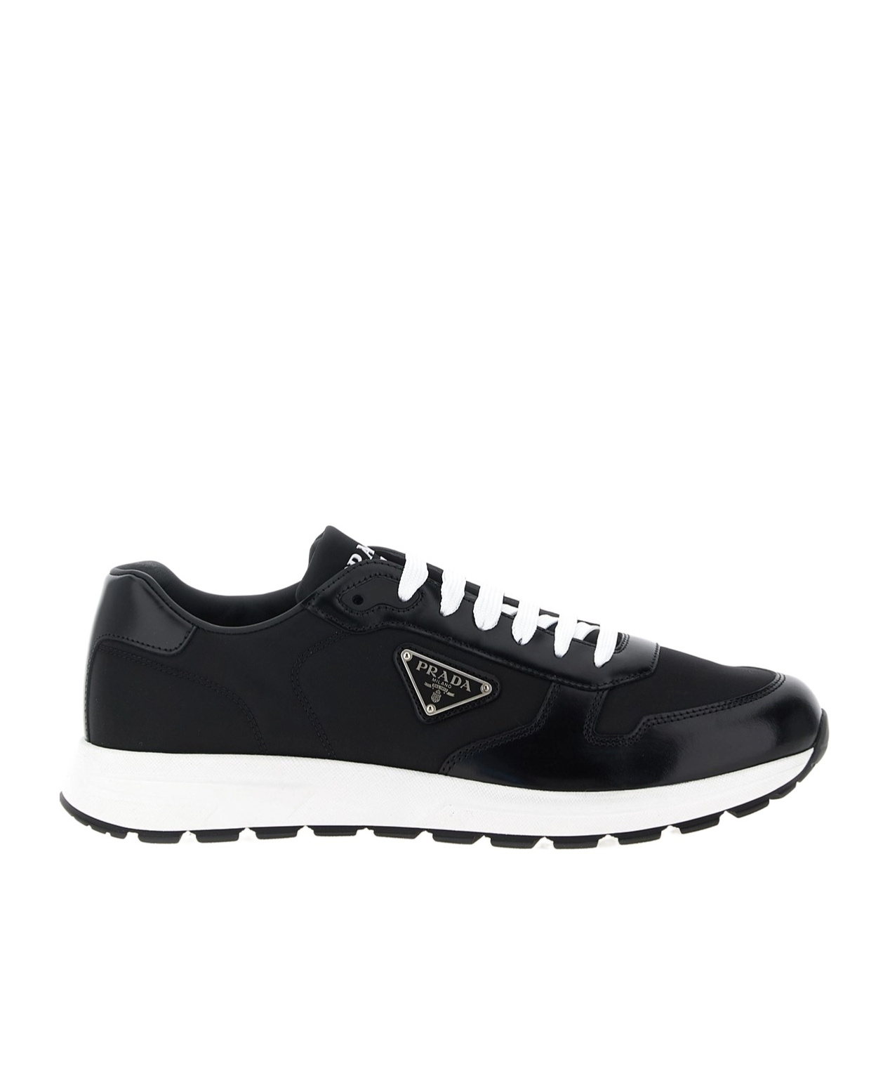 Prada Low-top Sneakers With Contrasting White Sole In White