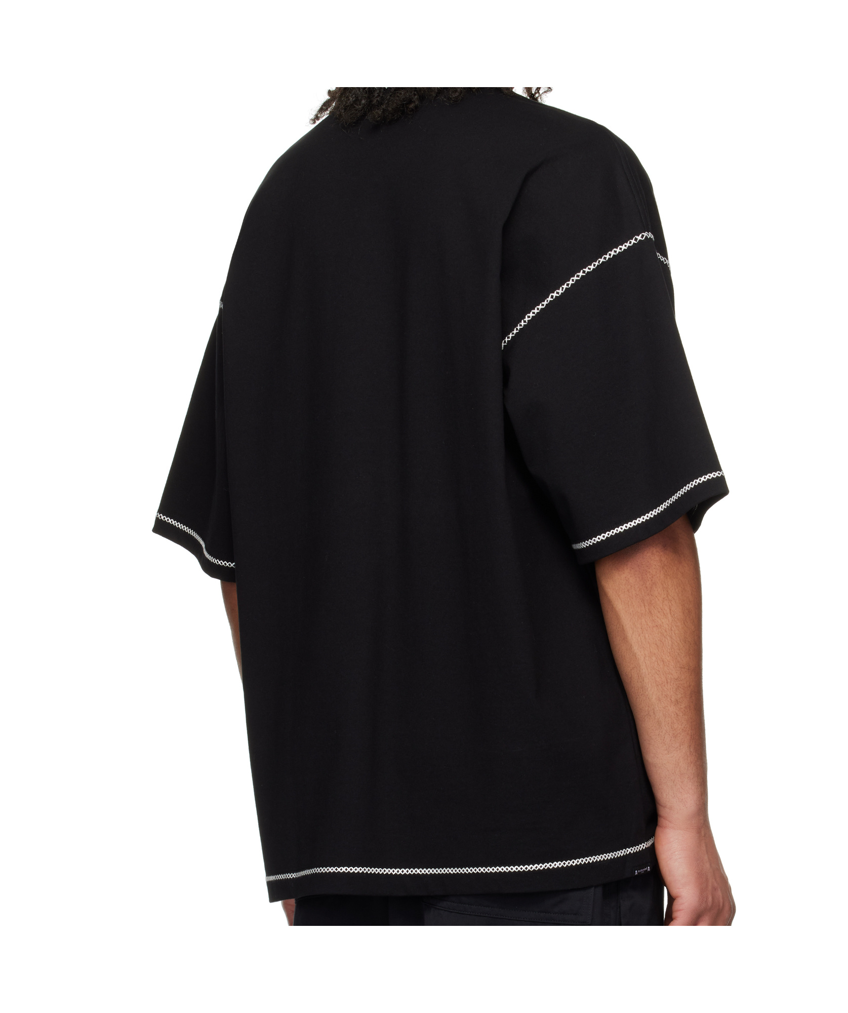 Mastermind Japan Black Boxy Cross-stitch T-shirt In Black