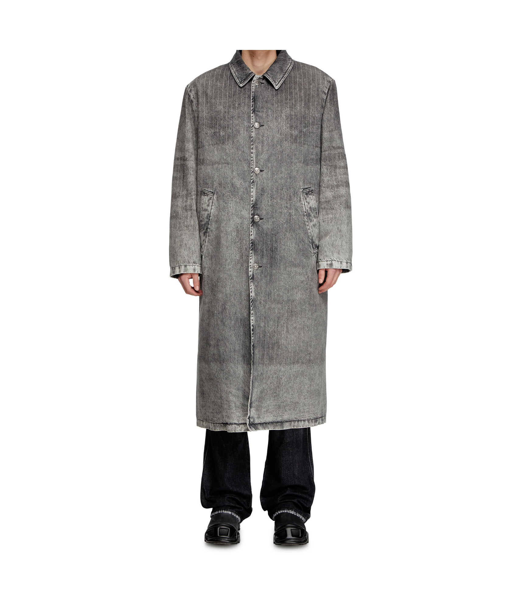 Diesel D-jack-s1 Single-breasted Coat In Gray