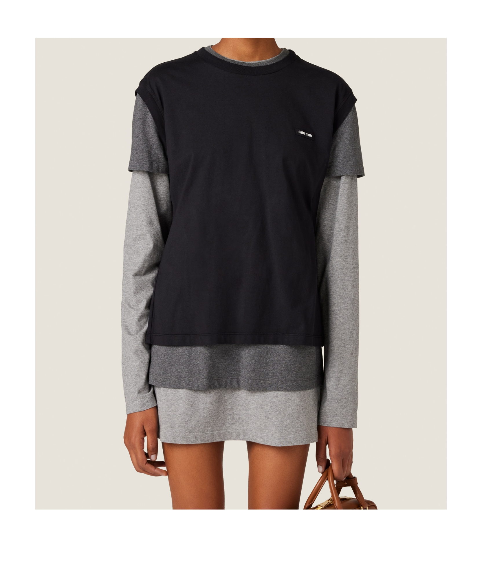 Miu Miu 3-piece Plain Jersey T-shirt In Black