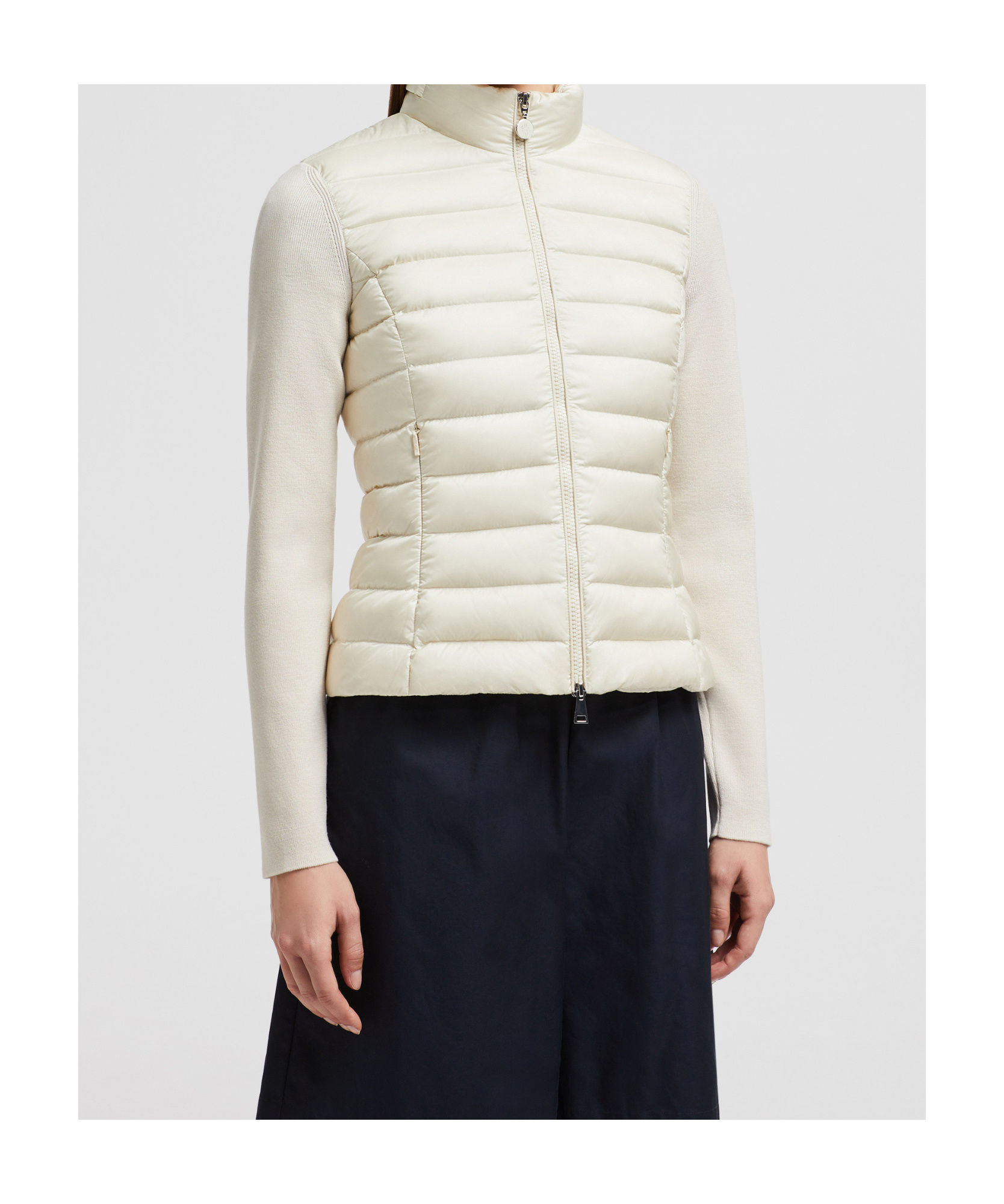 Moncler Wool Zipper Cardigan In White