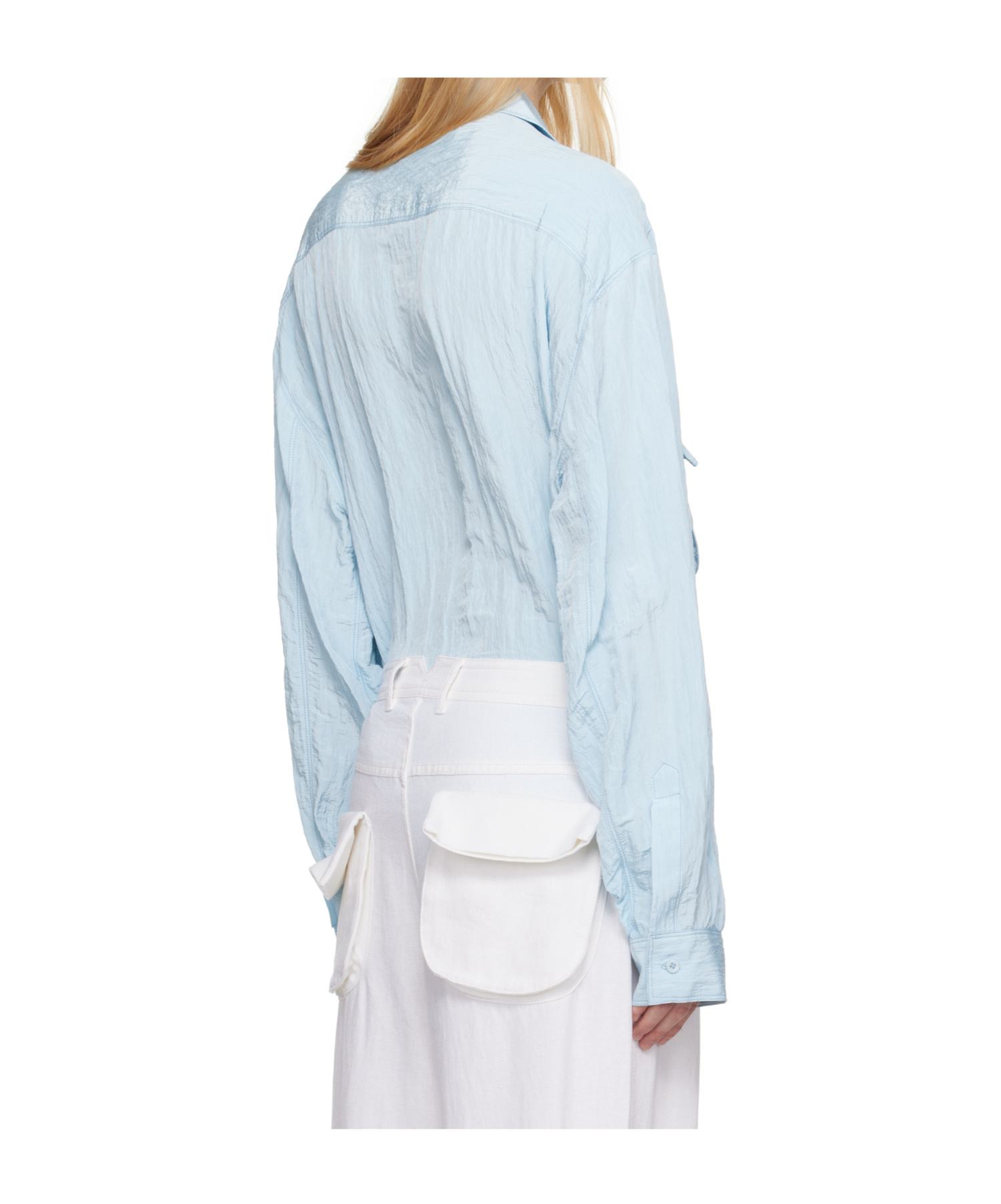 Open Yy Pleated Pocket Shirt In Blue