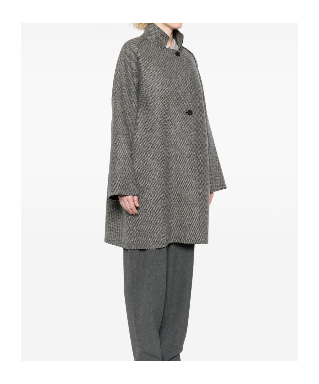 Harris Wharf London Raglan-sleeve Textured Coat In Gray