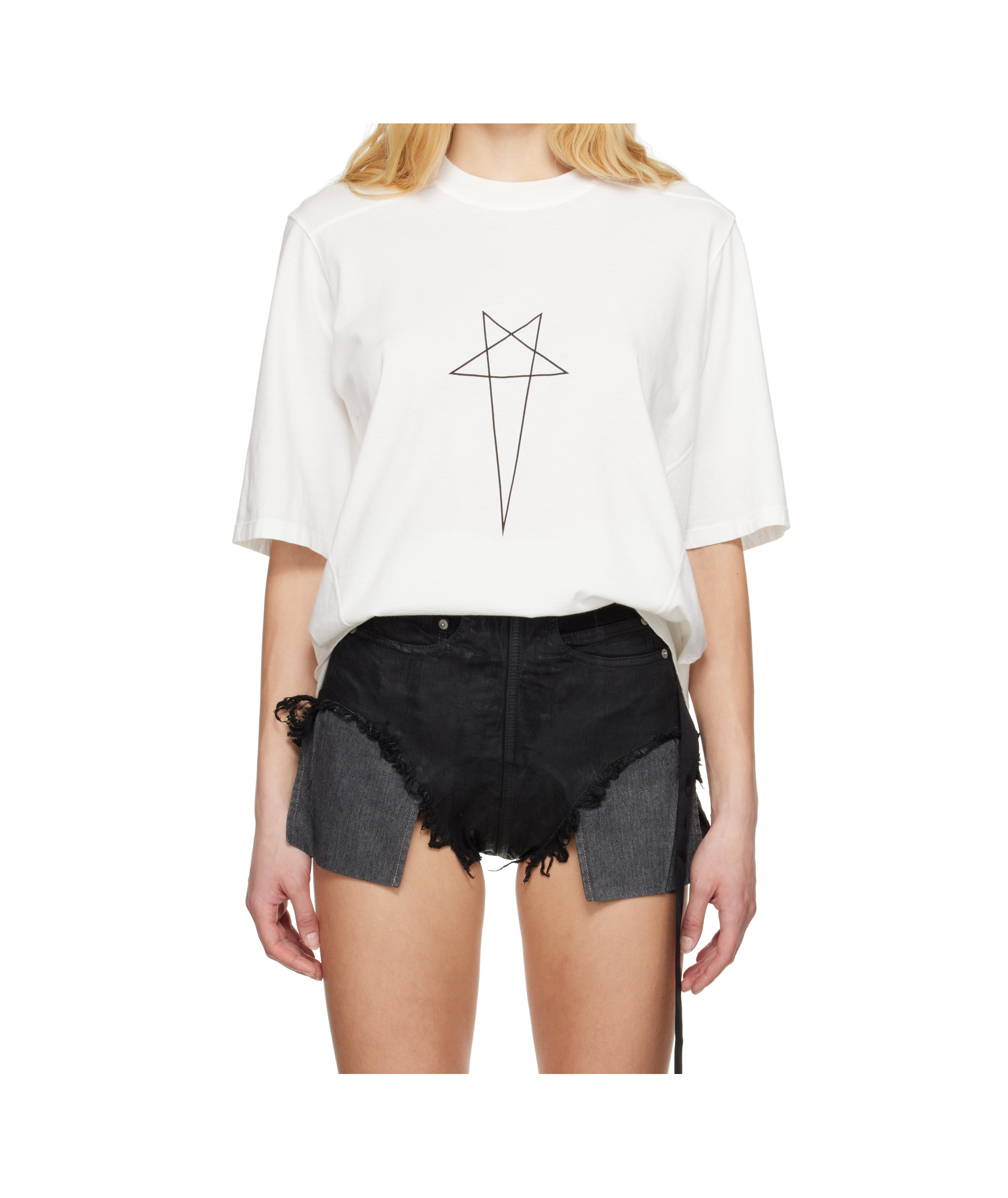 Rick Owens Drkshdw Off-white Hollywood Walrus T-shirt In White