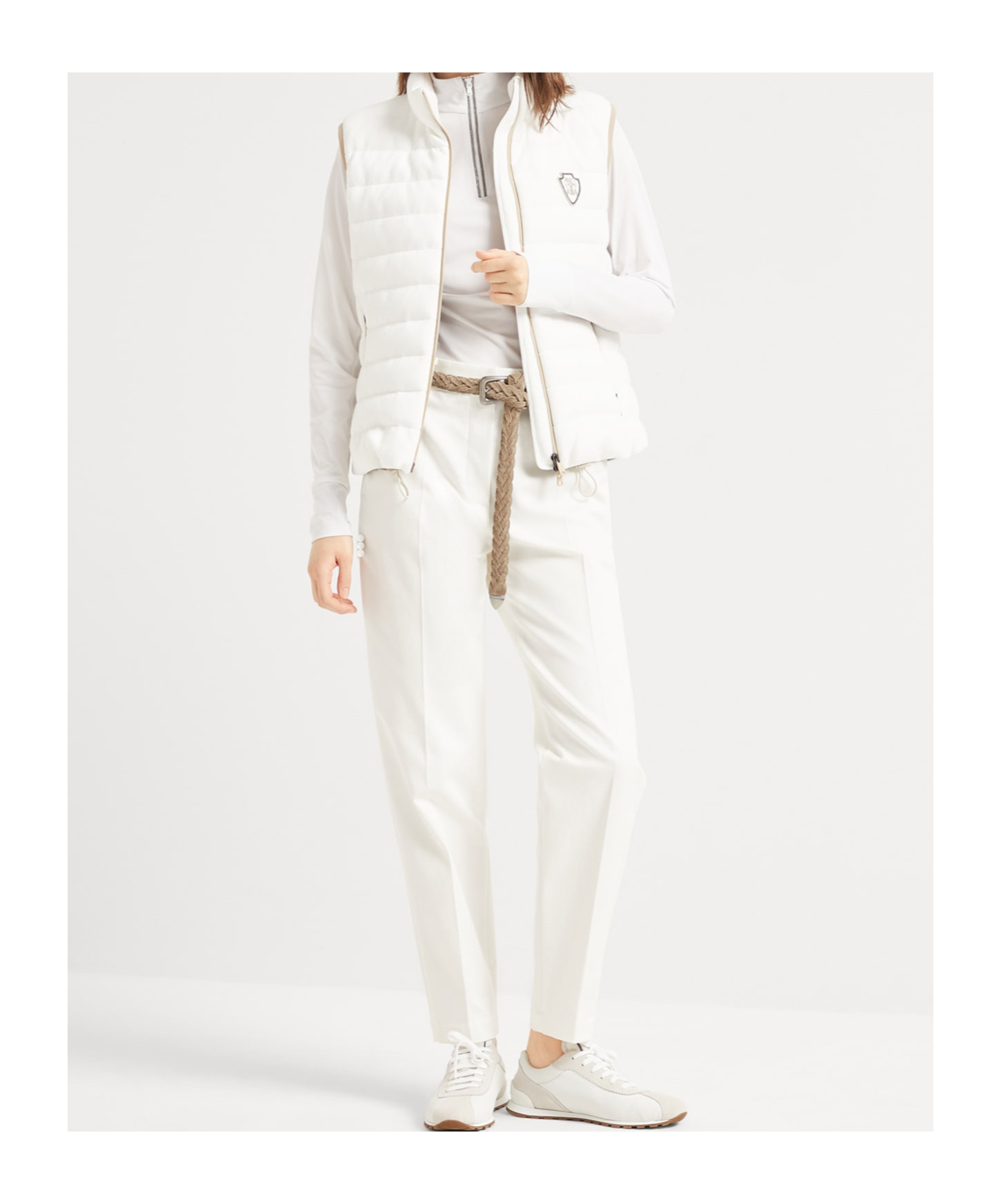 Brunello Cucinelli Logo Patch Tailored Trousers In White