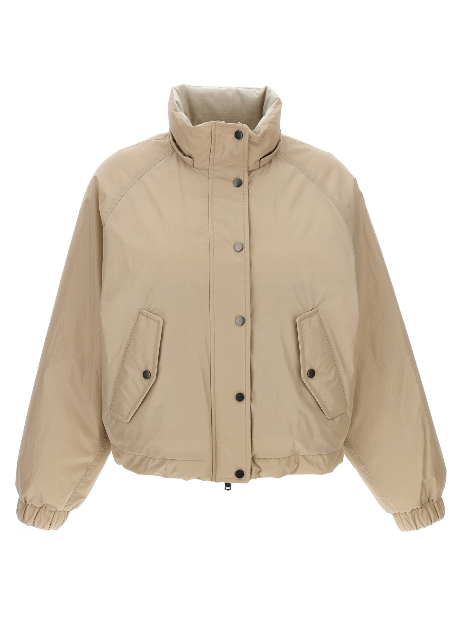 Brunello Cucinelli Cropped High Collar Quilted Jacket In Neutral