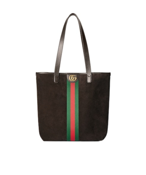 Gucci Medium Ophidia Shopping Bag In Brown Suede Men In Black