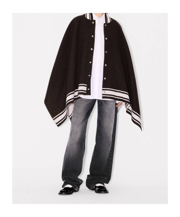 Kenzo ' X Futura 2000' Poncho In Wool In Black