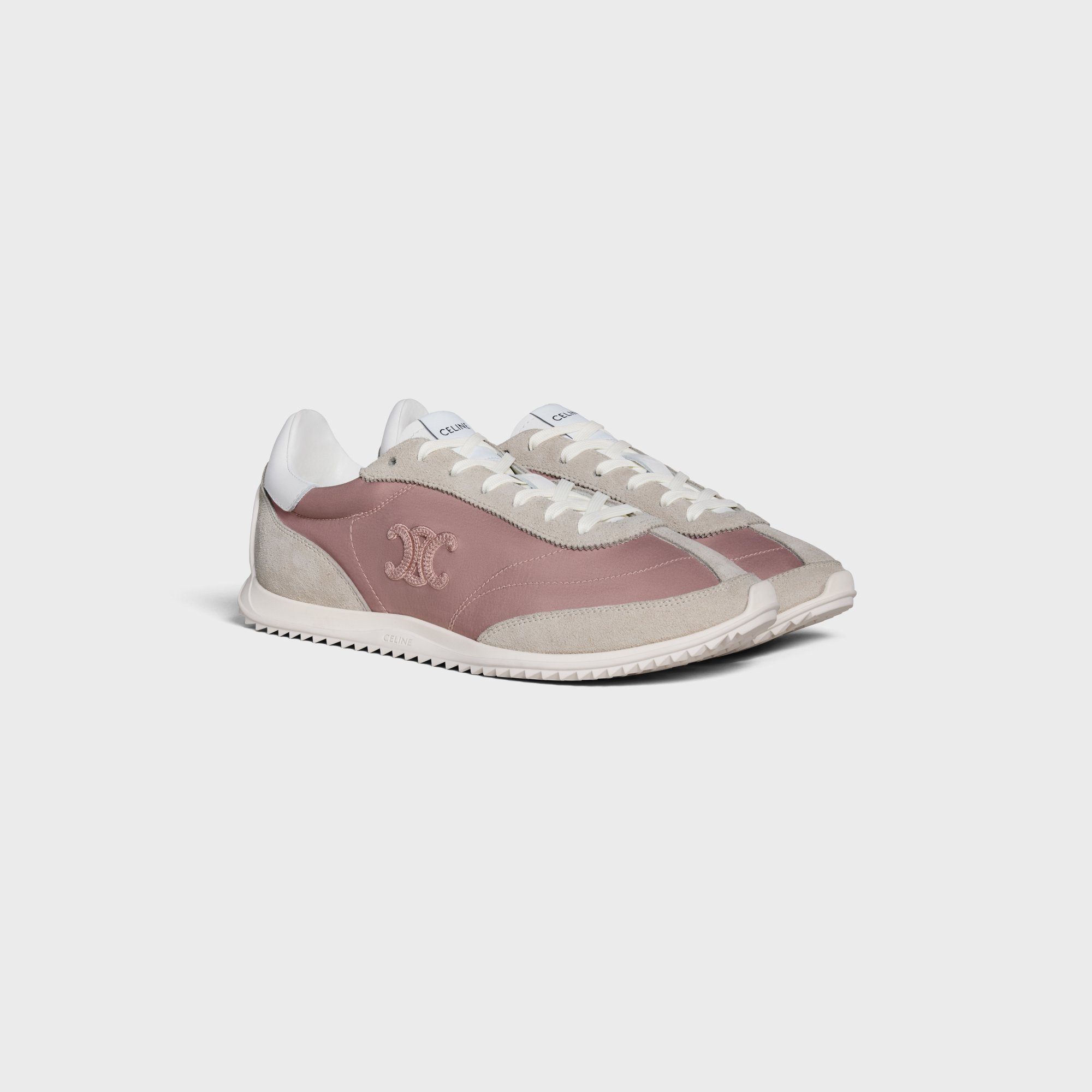 Celine Racer Low Top Sneaker In Nylon, Suede Calfskin And Calfskin In Gray