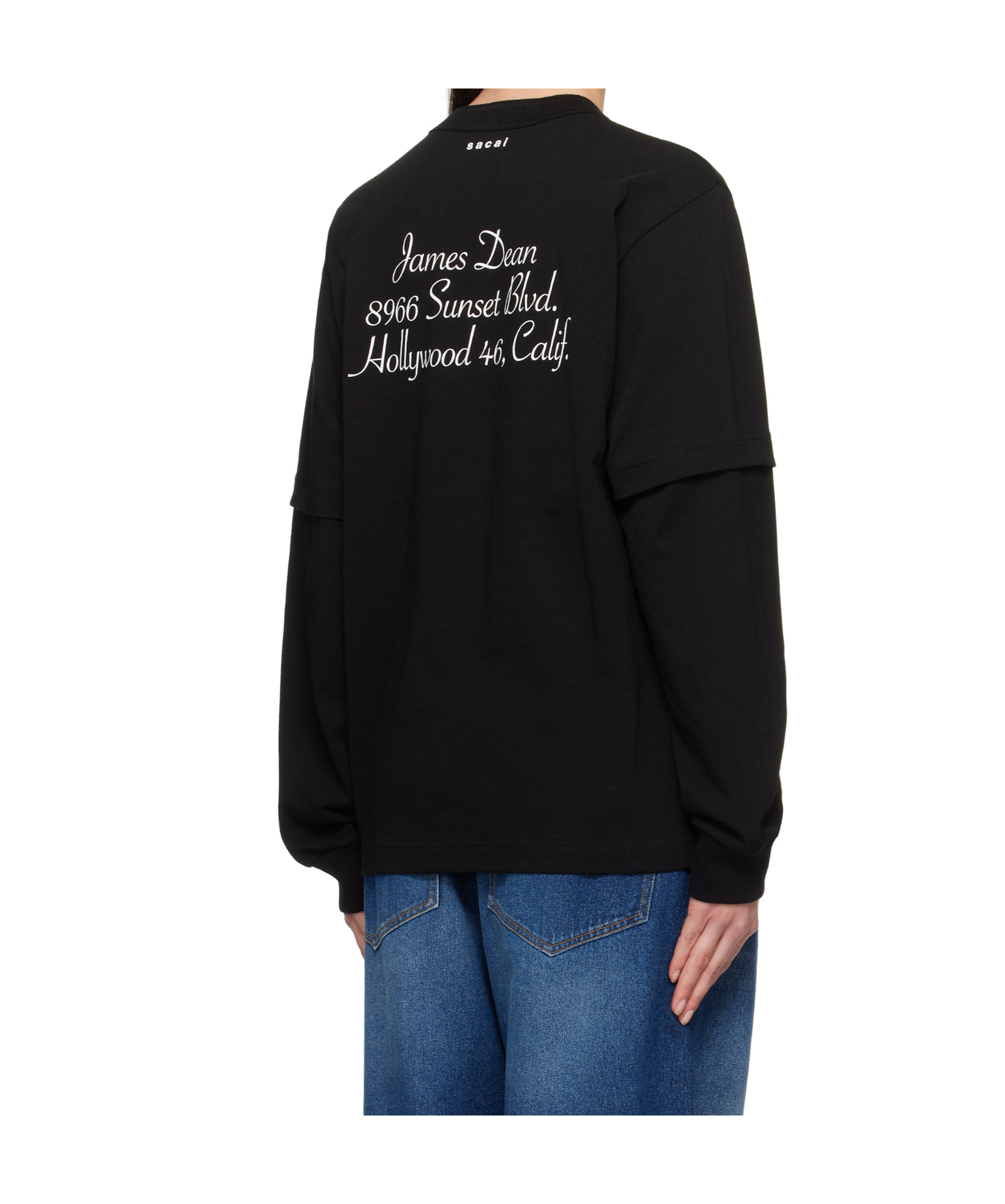 Sacai Black James Dean Long Sleeve T-shirt In Black