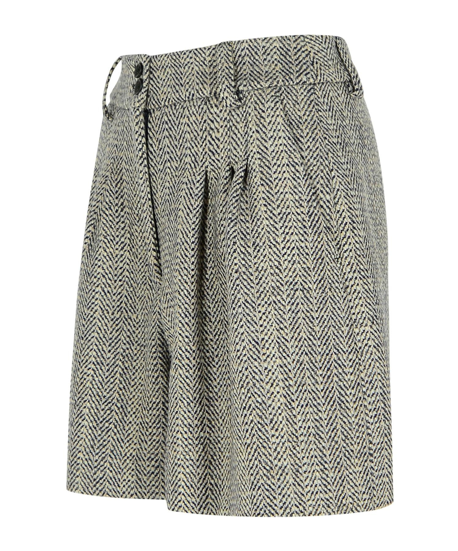 Golden Goose Womens Ecru Brown Shorts In Herringbone Wool In Gray