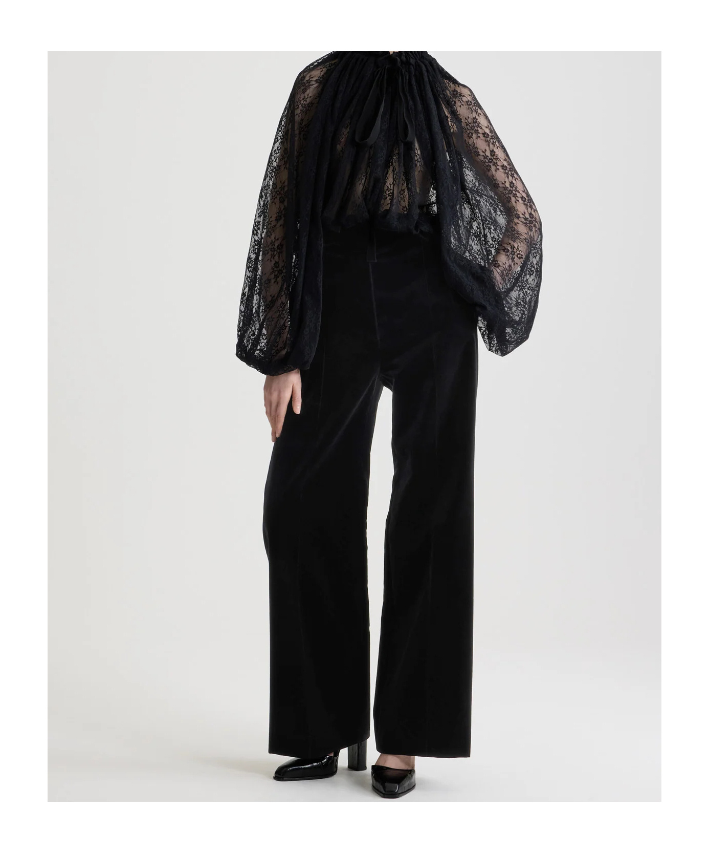 Patou Lace Drawstring Top In Black