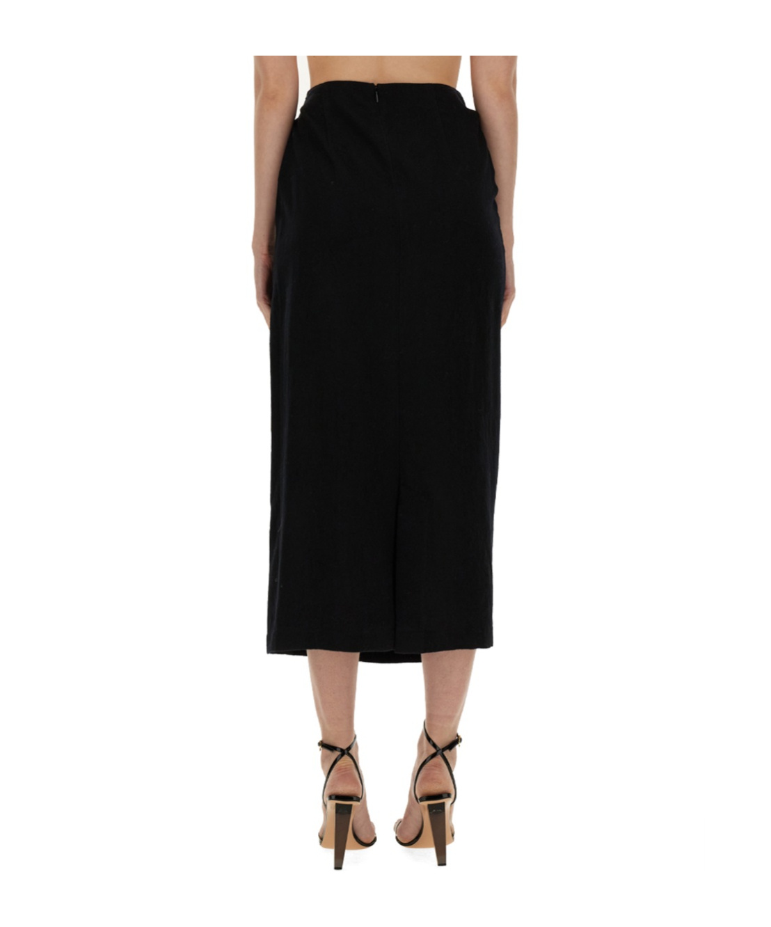 Alysi Draped Knot-detail Midi Skirt In Black