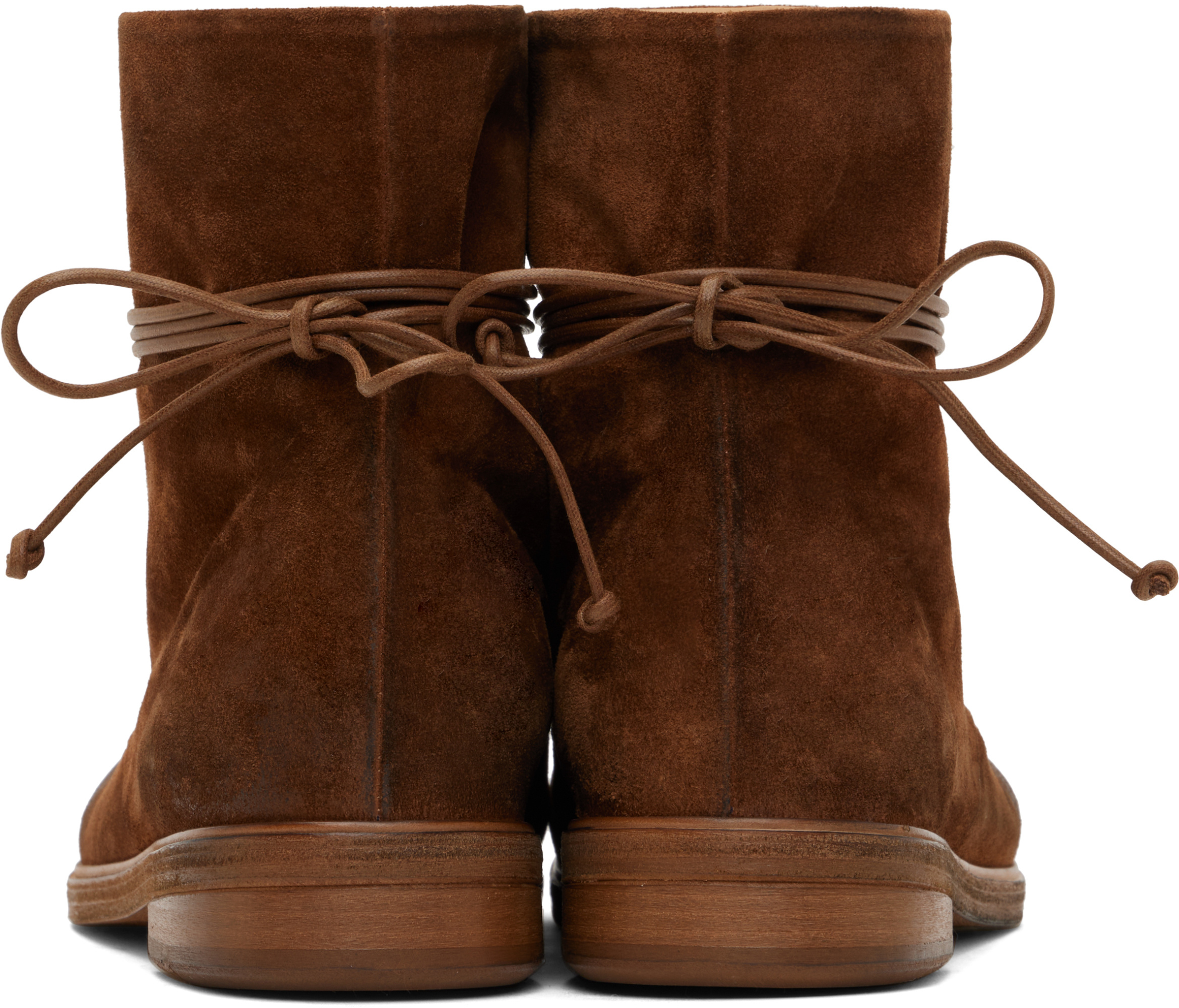 Marsèll Ssense Exclusive Brown Zucca Media Ankle Boots In Burgundy