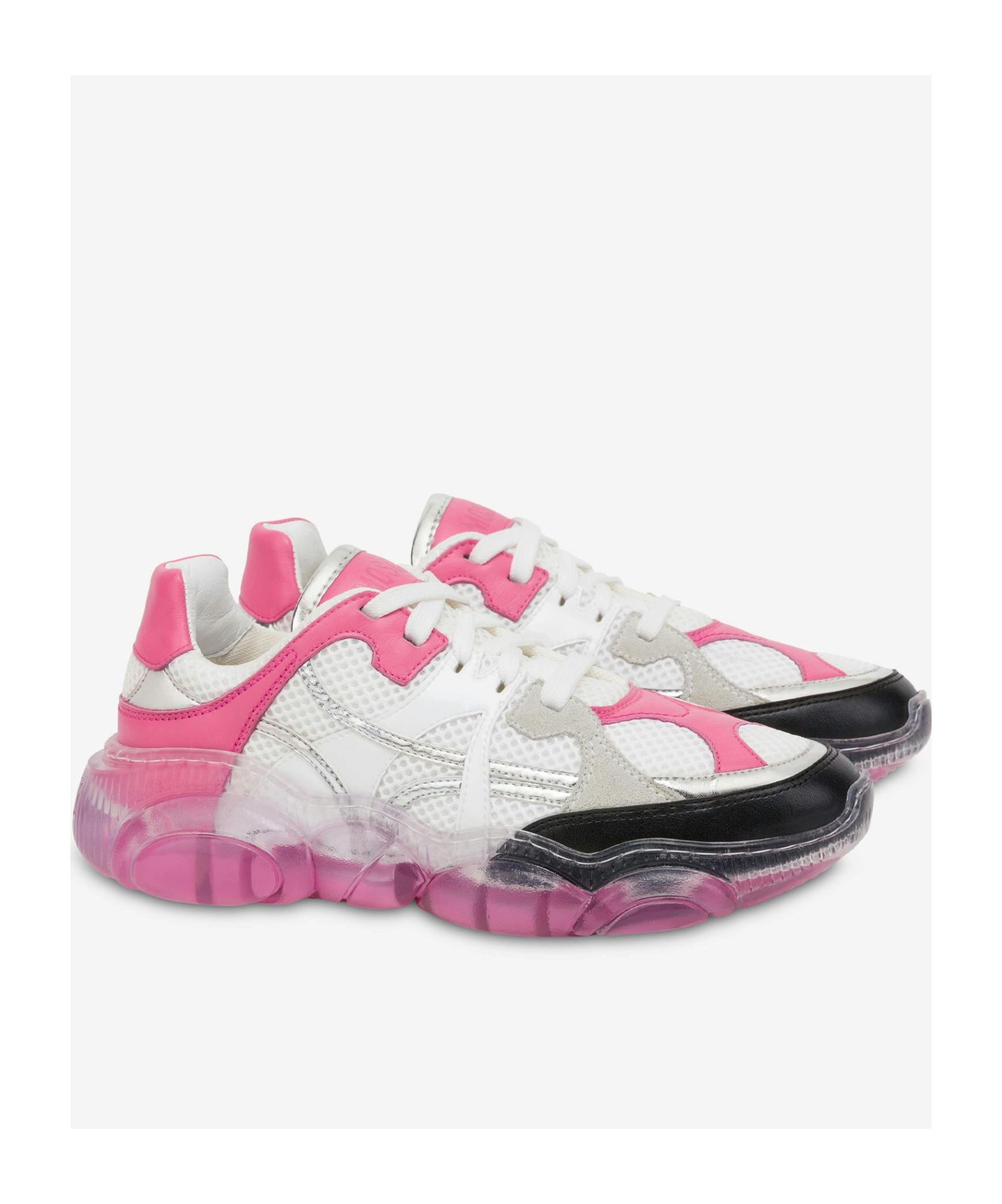 Moschino Transparent-sole Mesh Sneakers In White