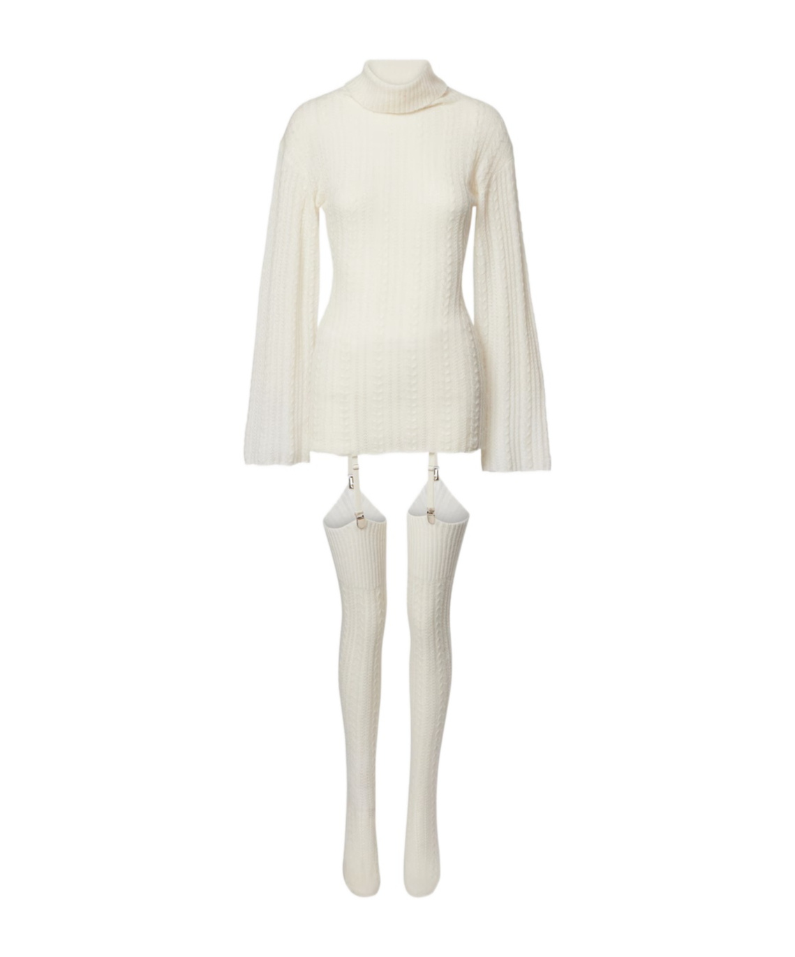 Aya Muse Long Sleeve Dress With Socks In White