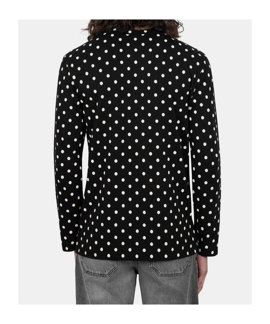 Comme Des Garçons Play Black Polka Dot Heart Patch Long Sleeve T-shirt In Black