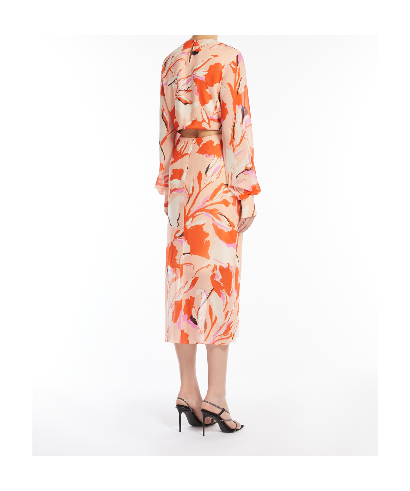 Max Mara Silk Georgette Midi Dress In Nude