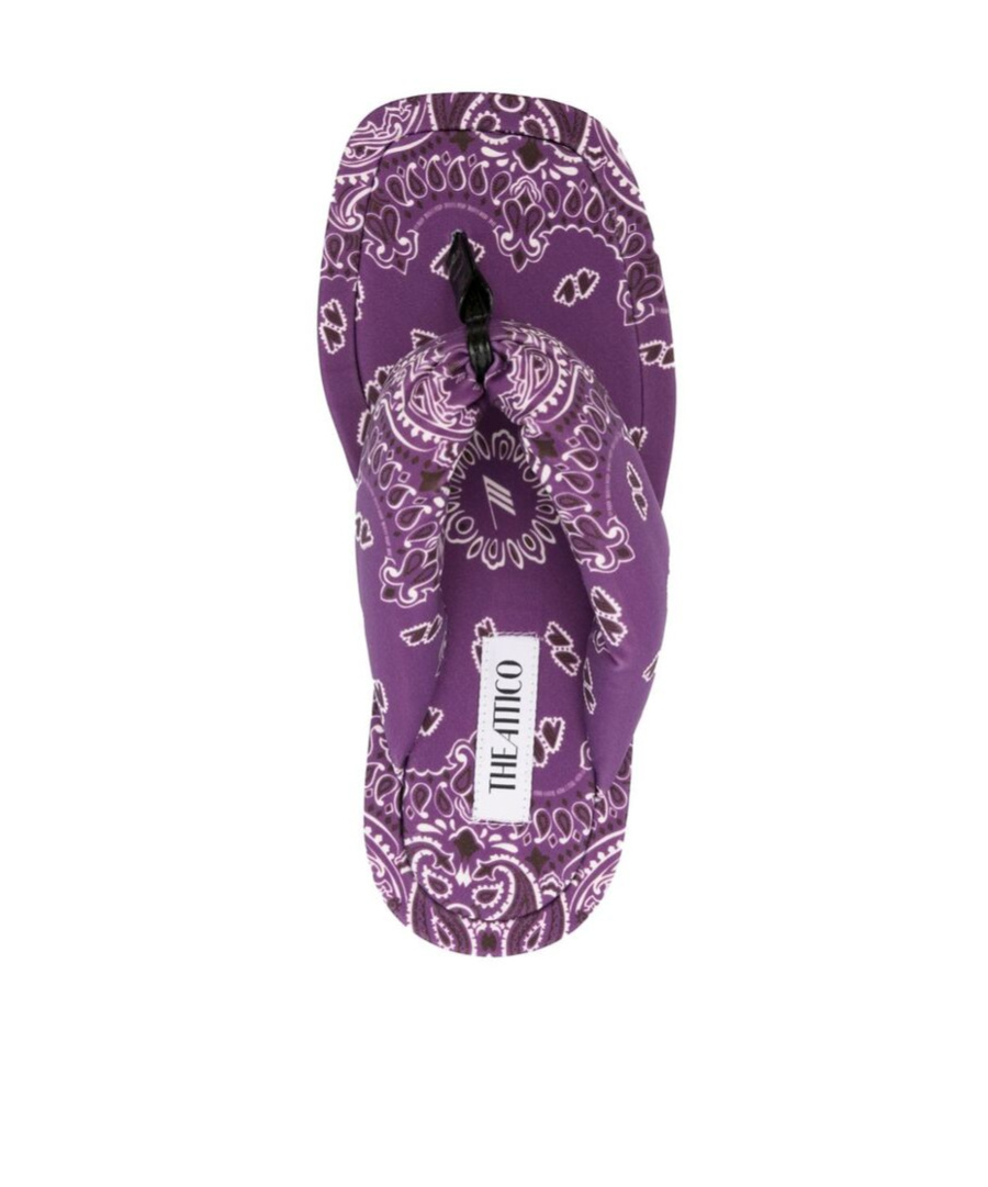 Shop Attico Flat Herringbone Slippers In Purple