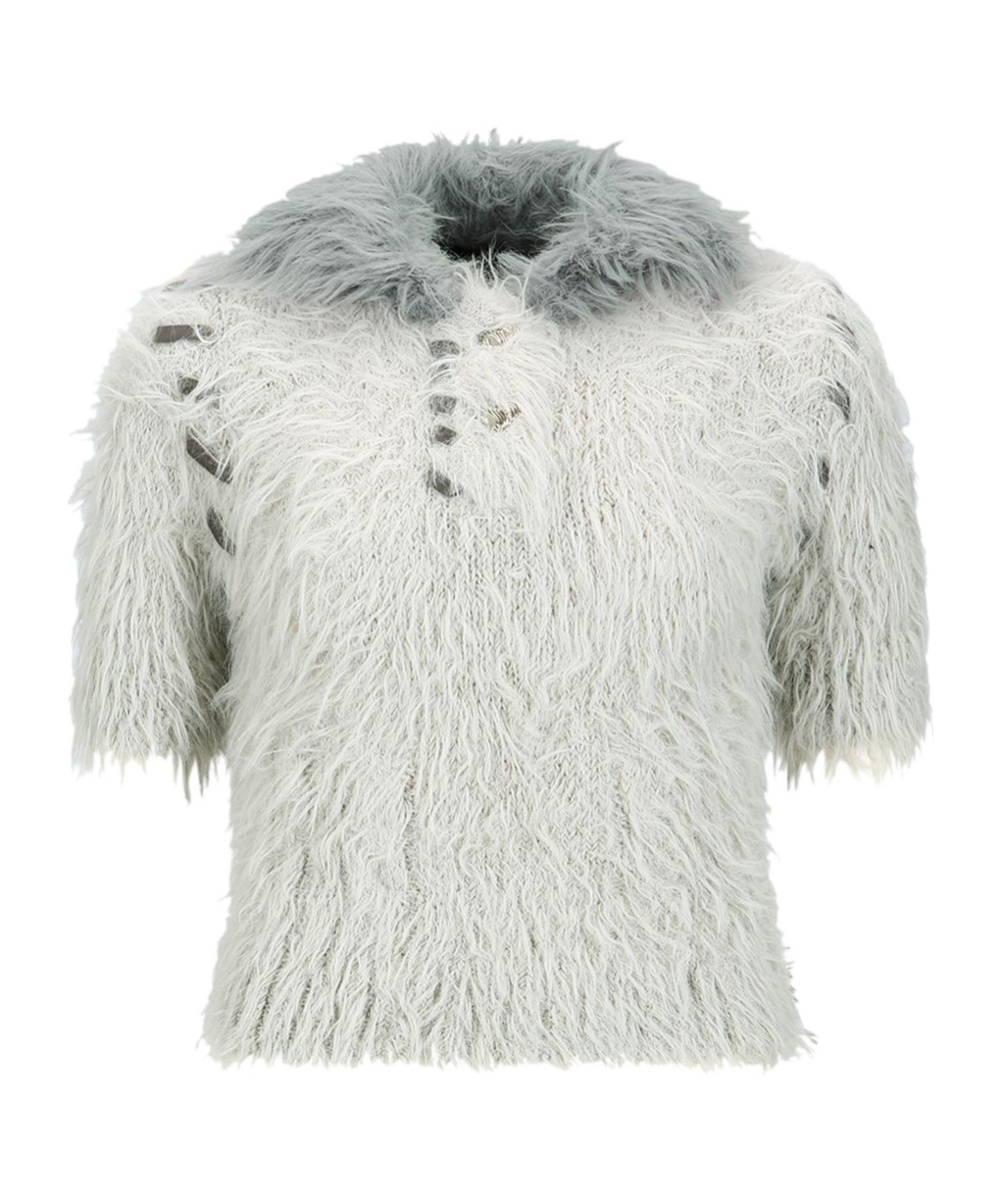 Andersson Bell Gray Bear Knit Polo In Grey