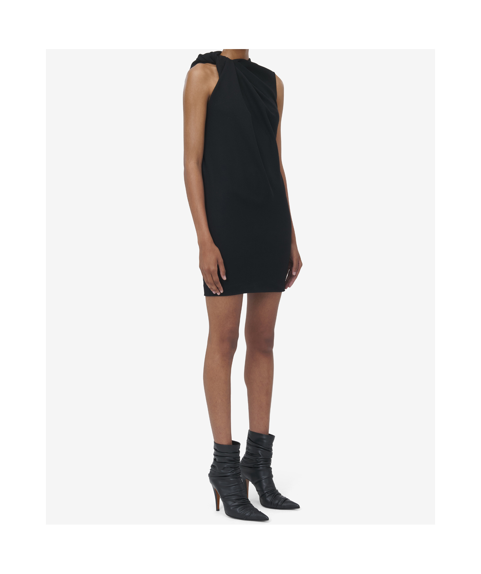 Alexander Mcqueen Knot Mini Dress In Black