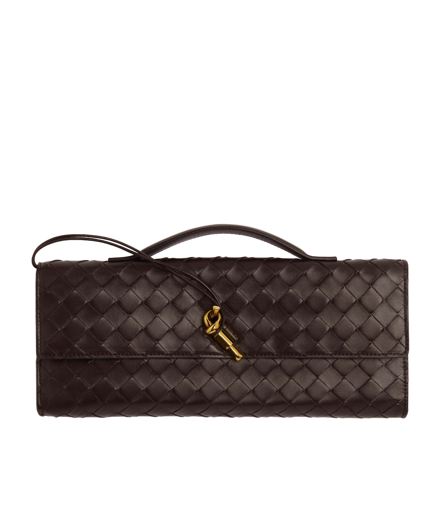 Bottega Veneta Women Leather Andiamo Clutch With Intrecciato Motif In Black