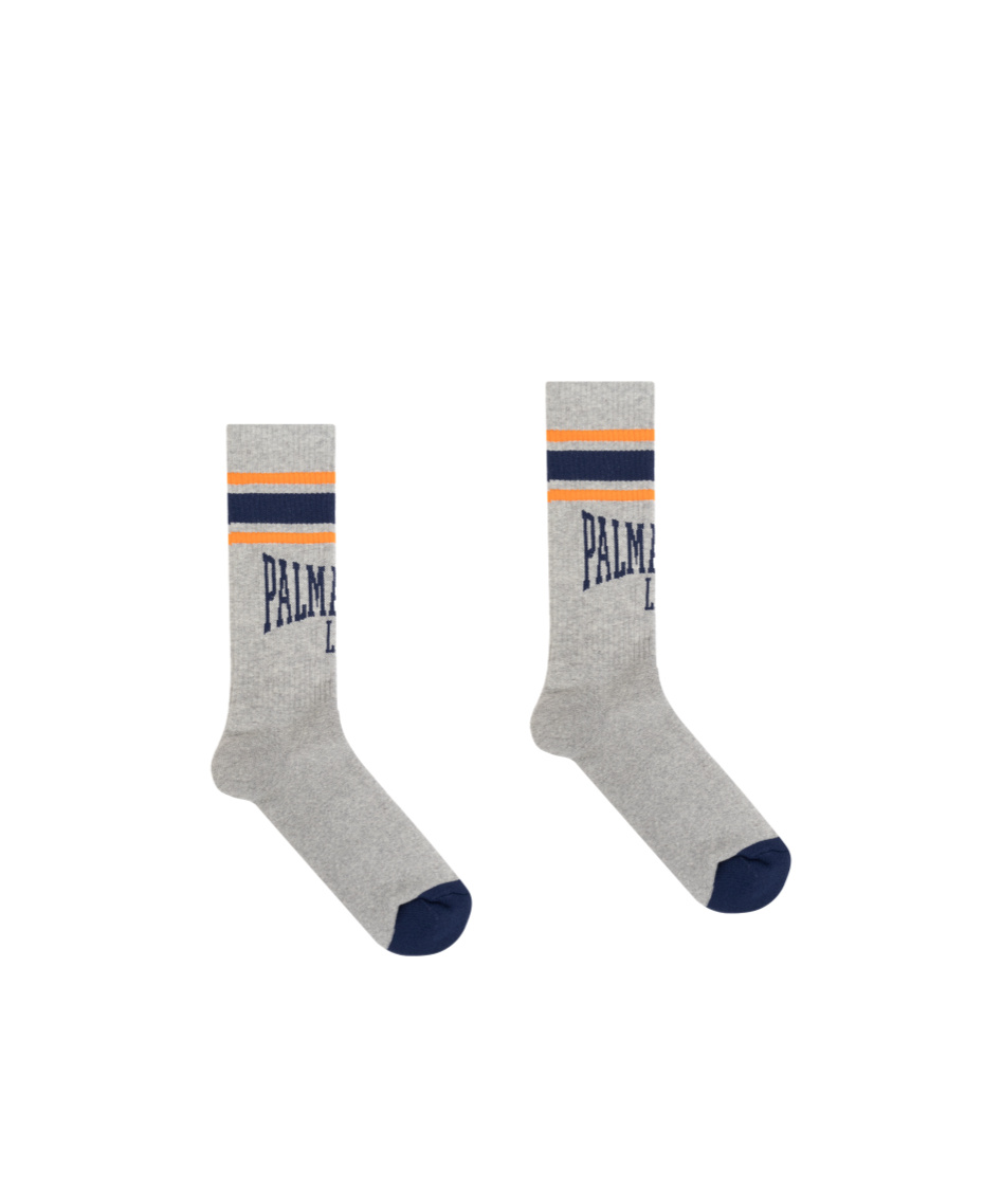 Palm Angels Logo-jacquard Socks In Gray