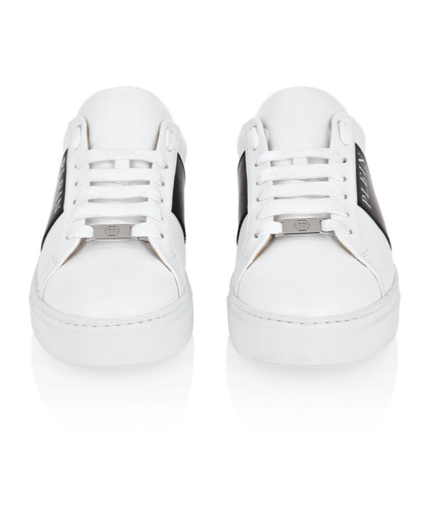 PHILIPP PLEIN LO-TOP LEATHER SNEAKERS 