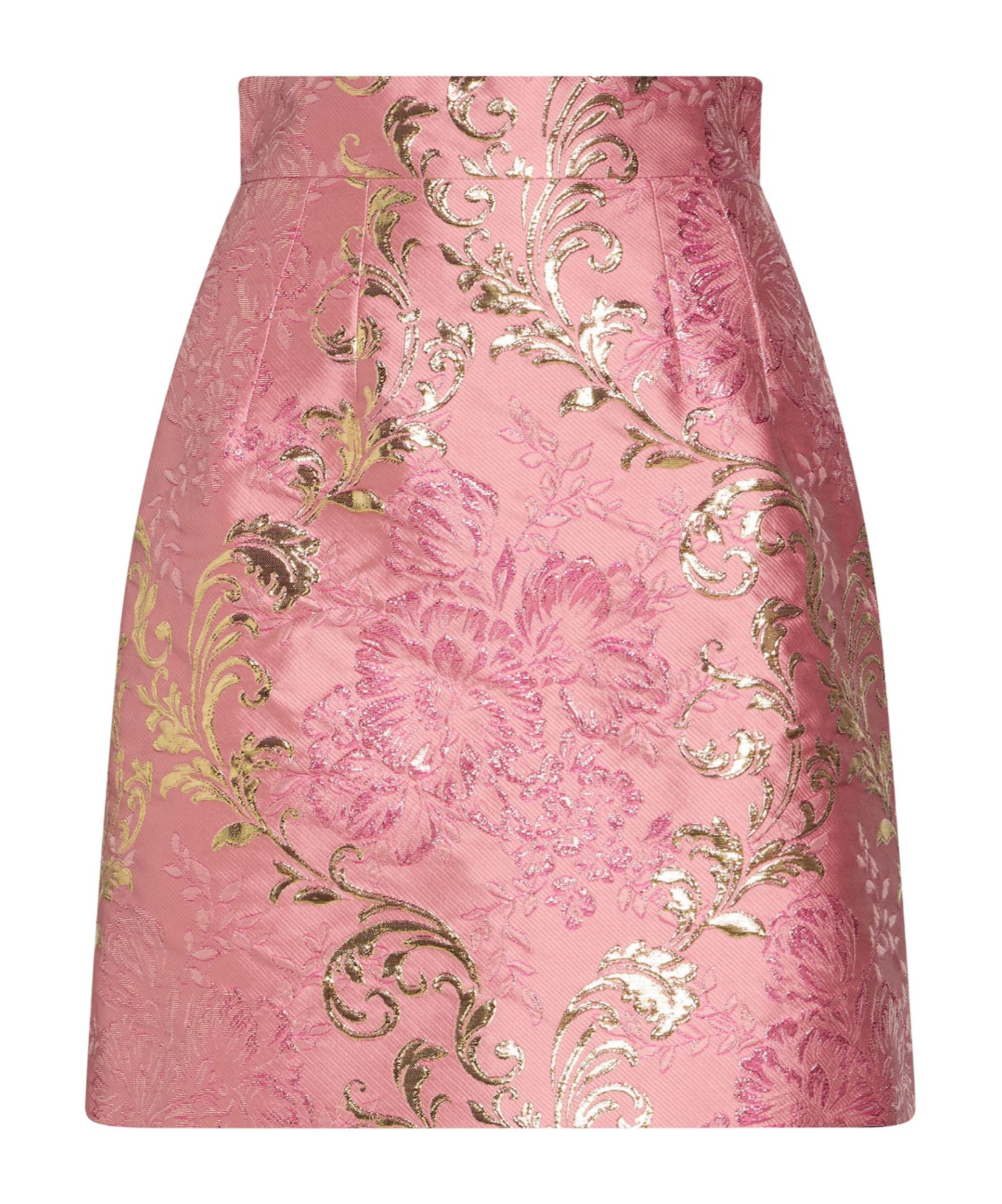 Dolce & Gabbana Floral Print Metallic Midi Skirt In Pink
