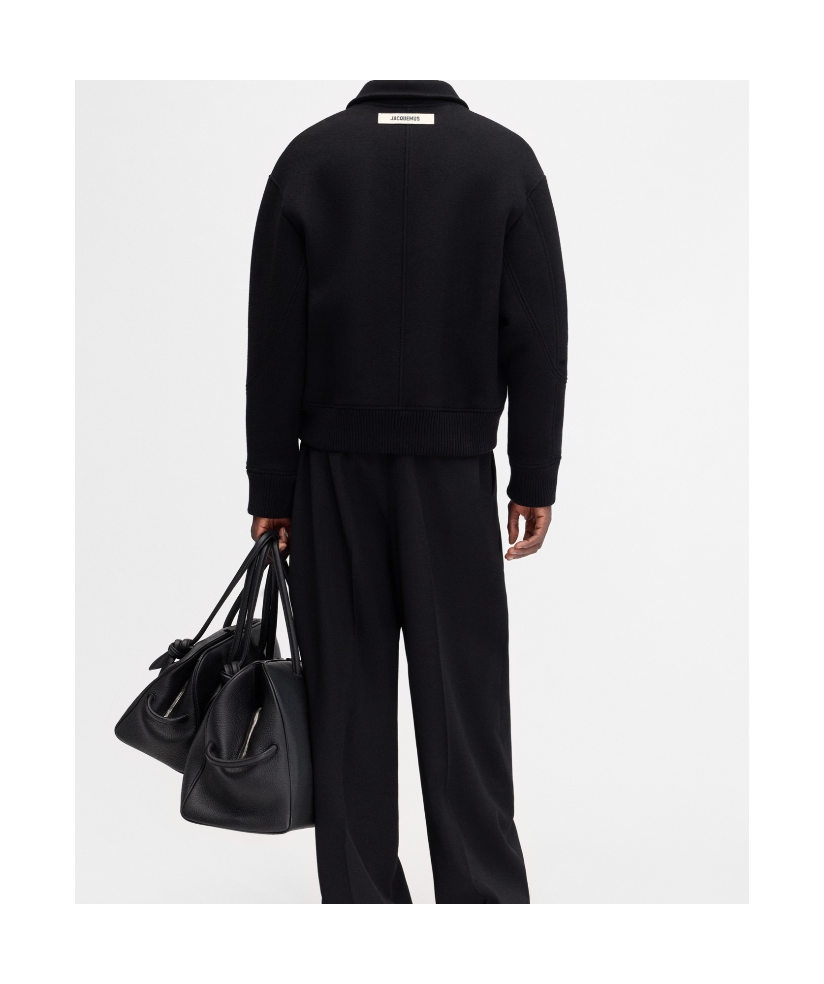 Jacquemus Wool Long-sleeved Casual Jacket In Black