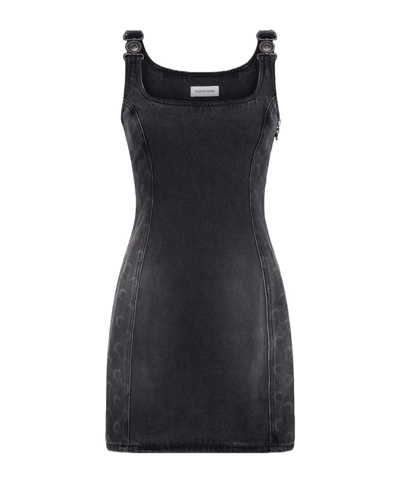 Marine Serre Jeans Sleeveless Mini Dress In Black