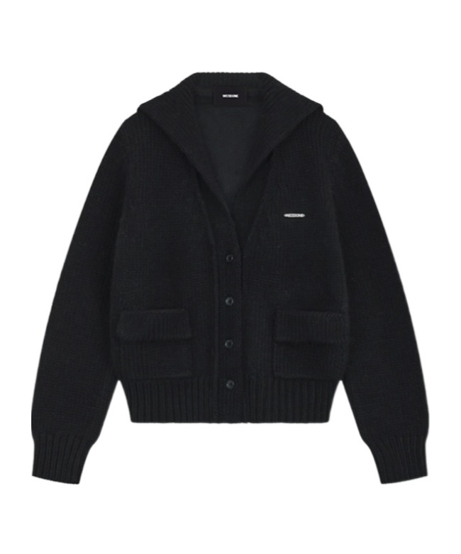 We11 Done Button Long-sleeved Sweater In Black