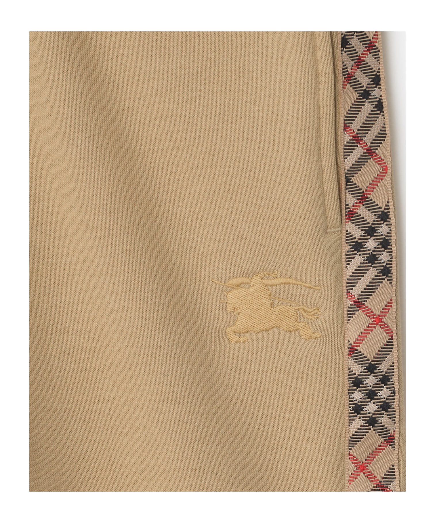 Burberry Check Trim Cotton Jogging Pants In Brown