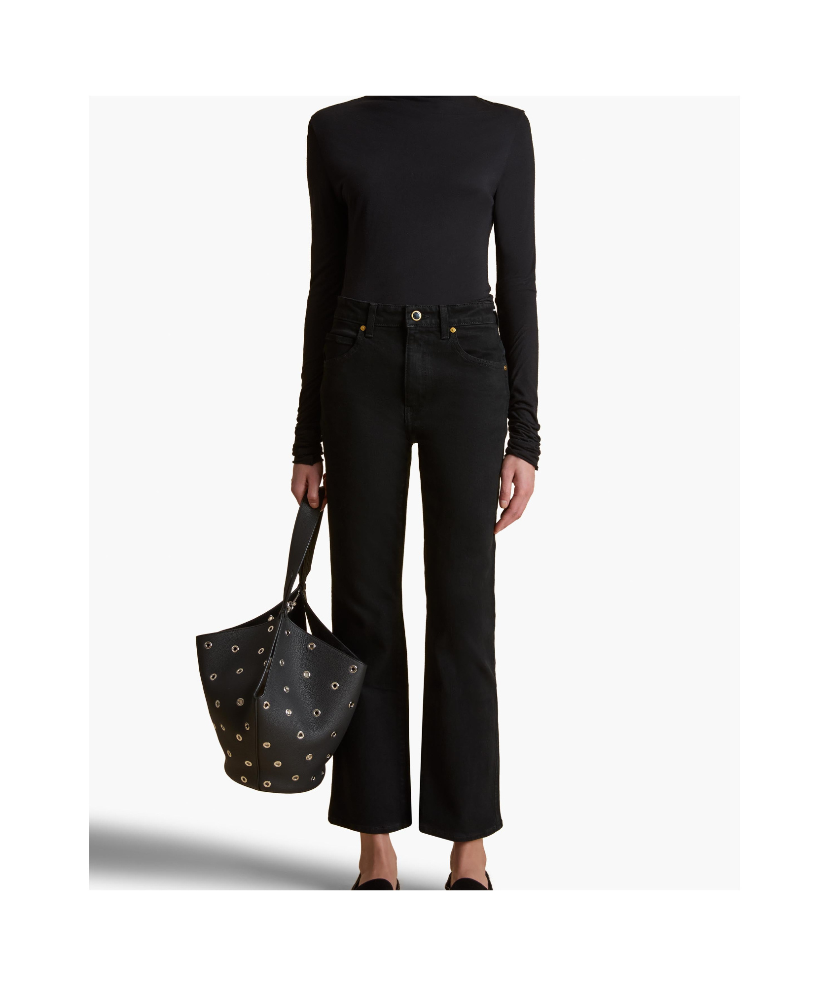Khaite Vivian New Bootcut Flare Jeans Stoned Black In Black