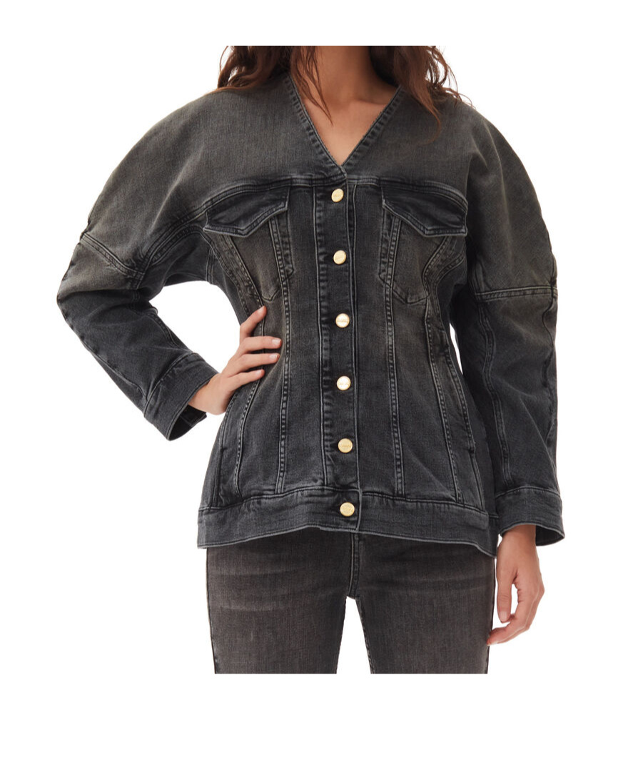 Ganni Tint Edge Denim Jacket In Black
