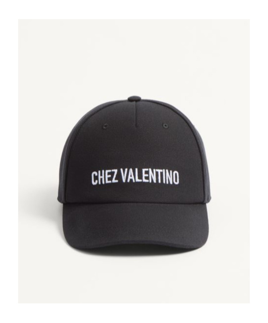 Valentino Cotton Baseball Cap With Embroidery In Black