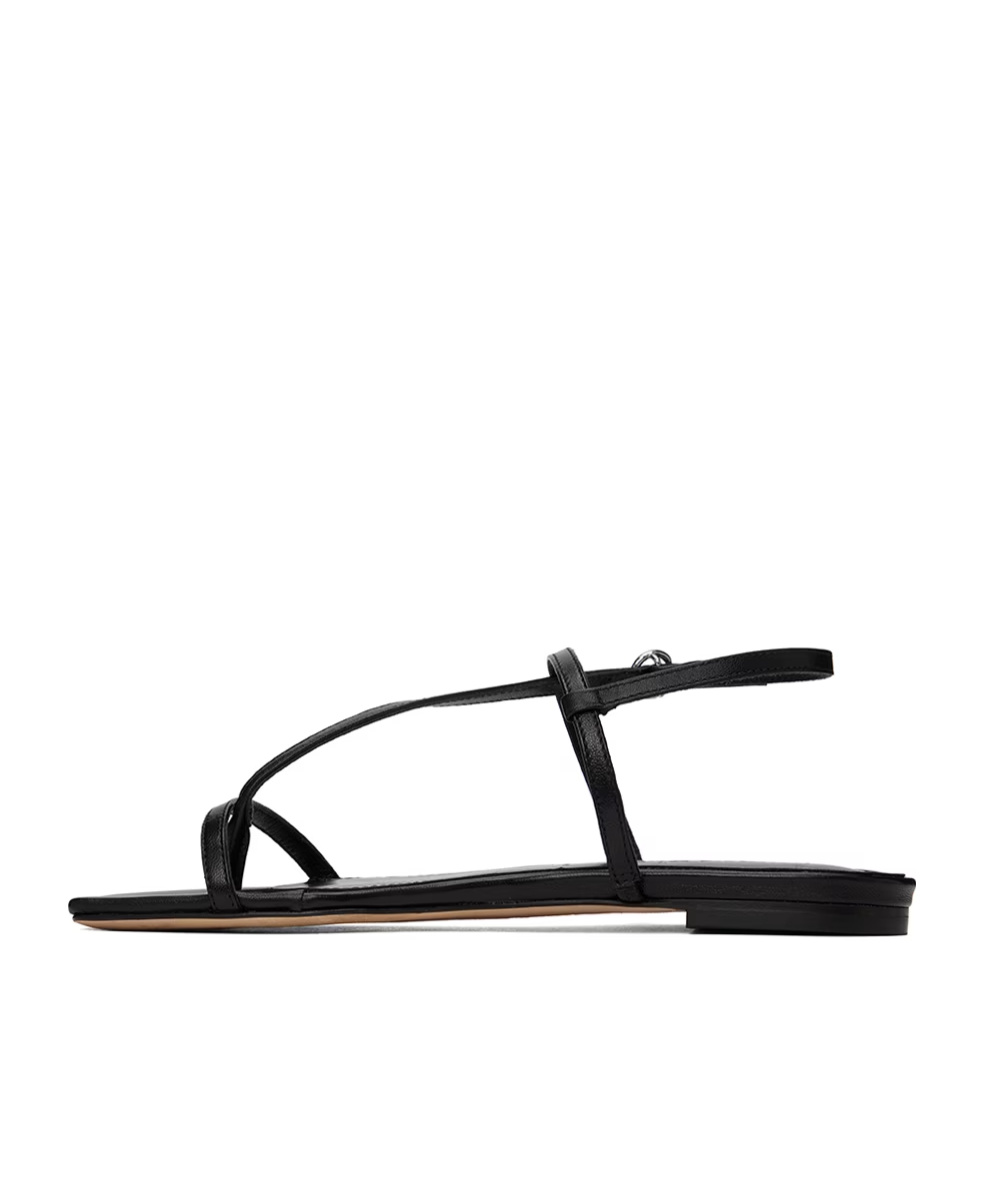 Aeyde Ella Flat Sandals In Black