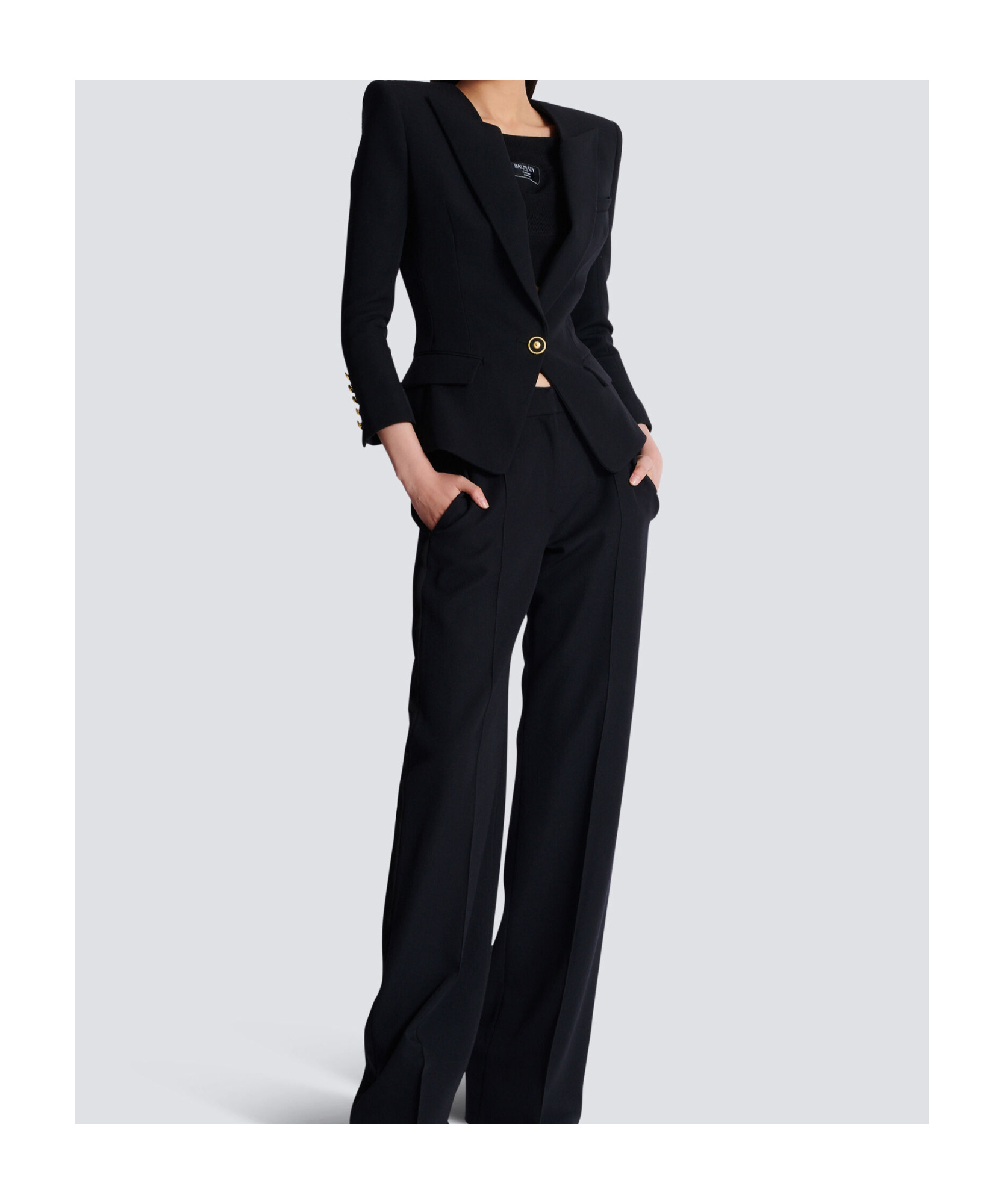 Balmain Grain De Poudre 1-button Jacket In Black