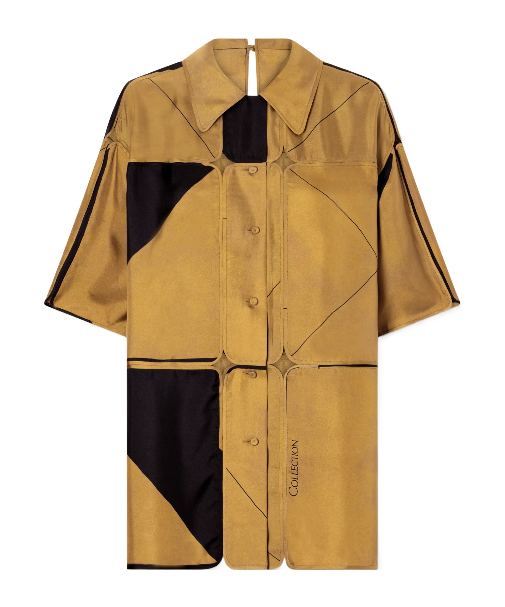 Calvin Klein Patchwork Silk-twill Shirt In Brown