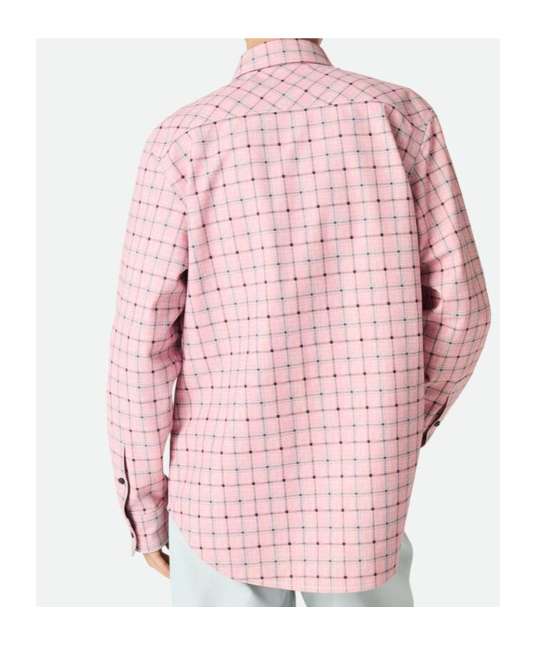 Bottega Veneta Men Pink Check Print Leather Shirt In Pink